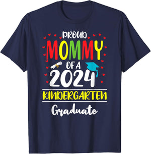 Funny Proud Mommy of a Class of 2024 Kindergarten Graduate T-Shirt - T-Shirt | Navy