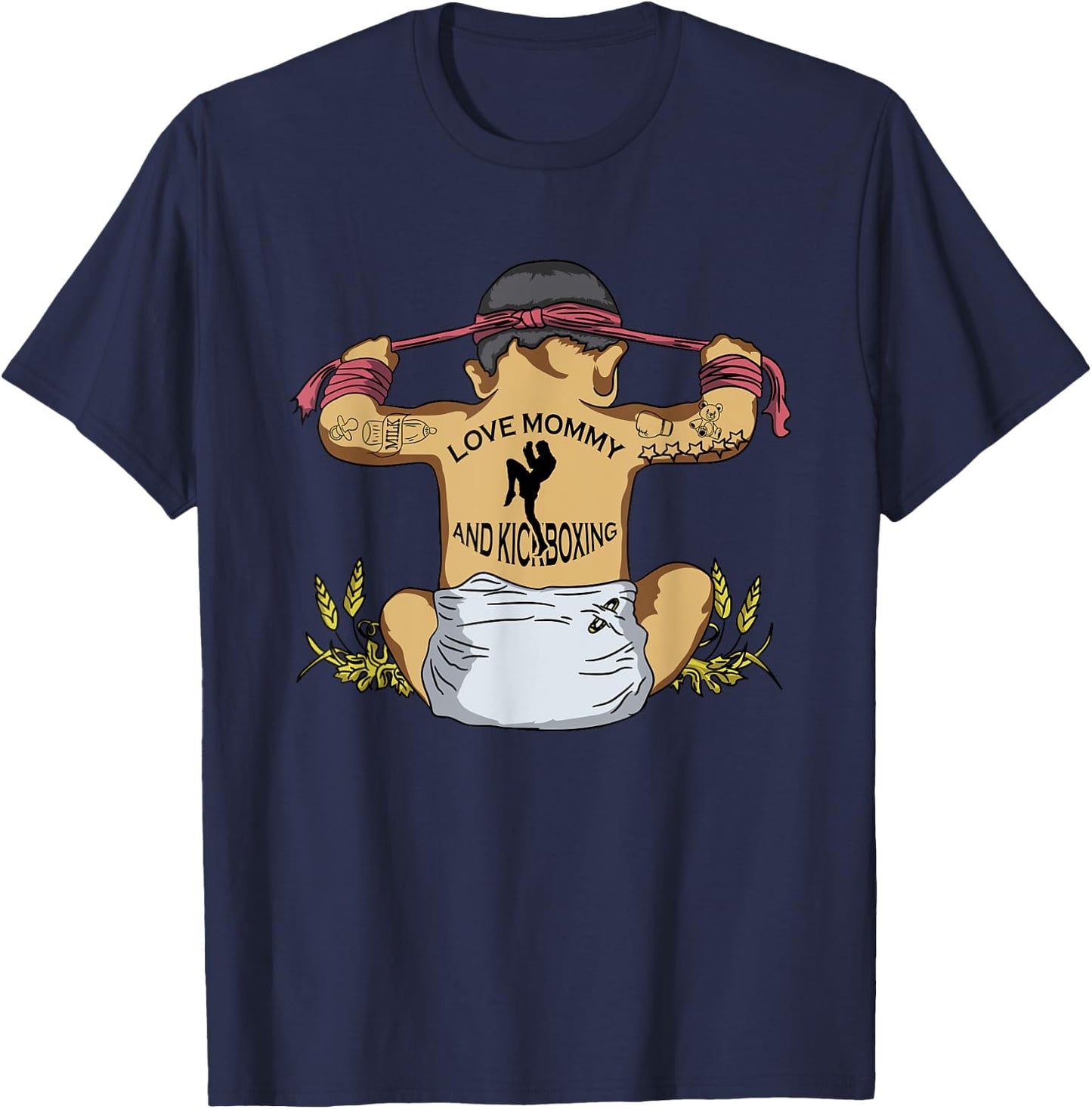 Kickboxing Muay Thai Training Fitness Baby Love Mommy Gift T-Shirt - T-Shirt | Navy