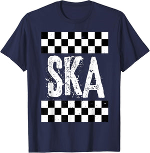 Ska Music T Shirt For Life Reggae Checkerboard Image Shirt T-Shirt - T-Shirt | Navy