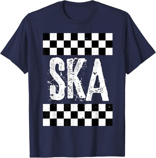 Ska Music T Shirt For Life Reggae Checkerboard Image Shirt T-Shirt - T-Shirt | Navy
