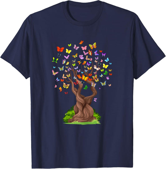 ButterflyTree Beautiful Nature Lover Butterfly T-Shirt - T-Shirt | Navy