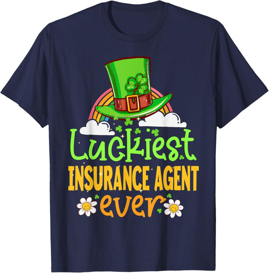 St Patricks Day Luckiest Insurance Agent Ever Matching Fun T-Shirt - T-Shirt | Navy