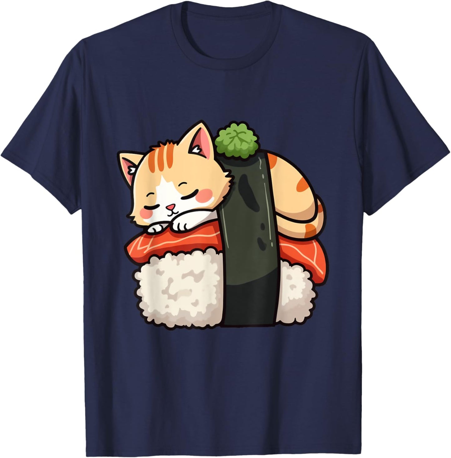 Cute Sushi Kawaii Cat Anime Neko Japanese for Girls Boys T-Shirt - T-Shirt | Navy