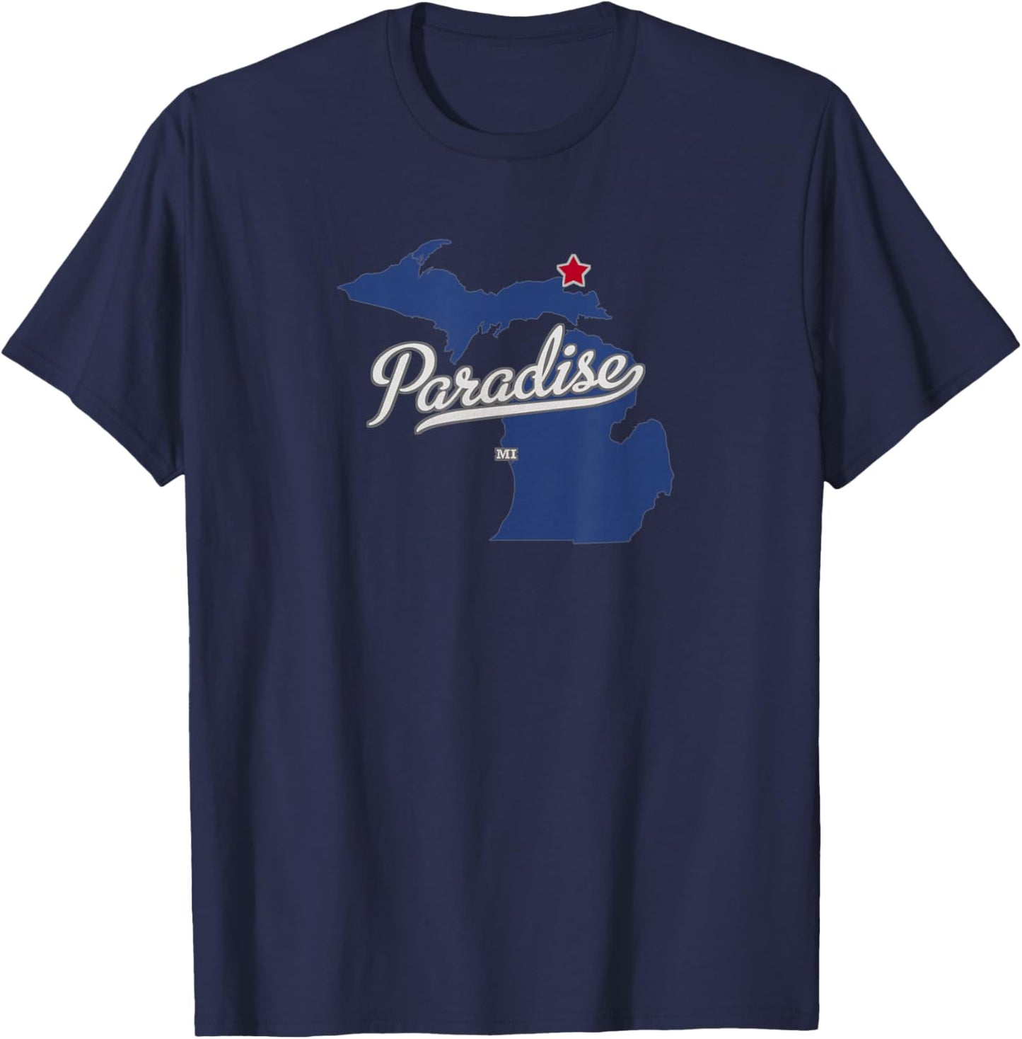 Paradise Michigan Chippewa County MI Map T-Shirt - T-Shirt | Navy
