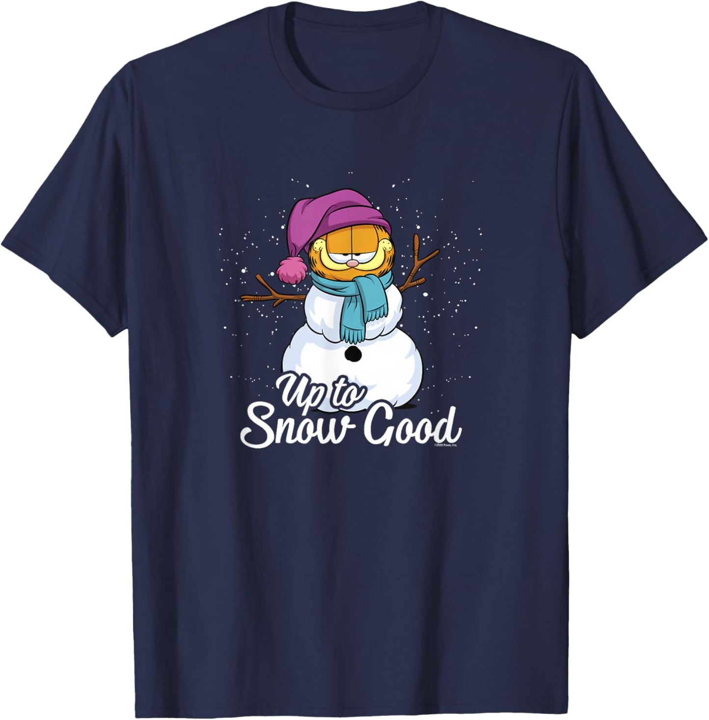 Garfield Up To Snow Good Garfield Snowman T-Shirt - T-Shirt | Navy