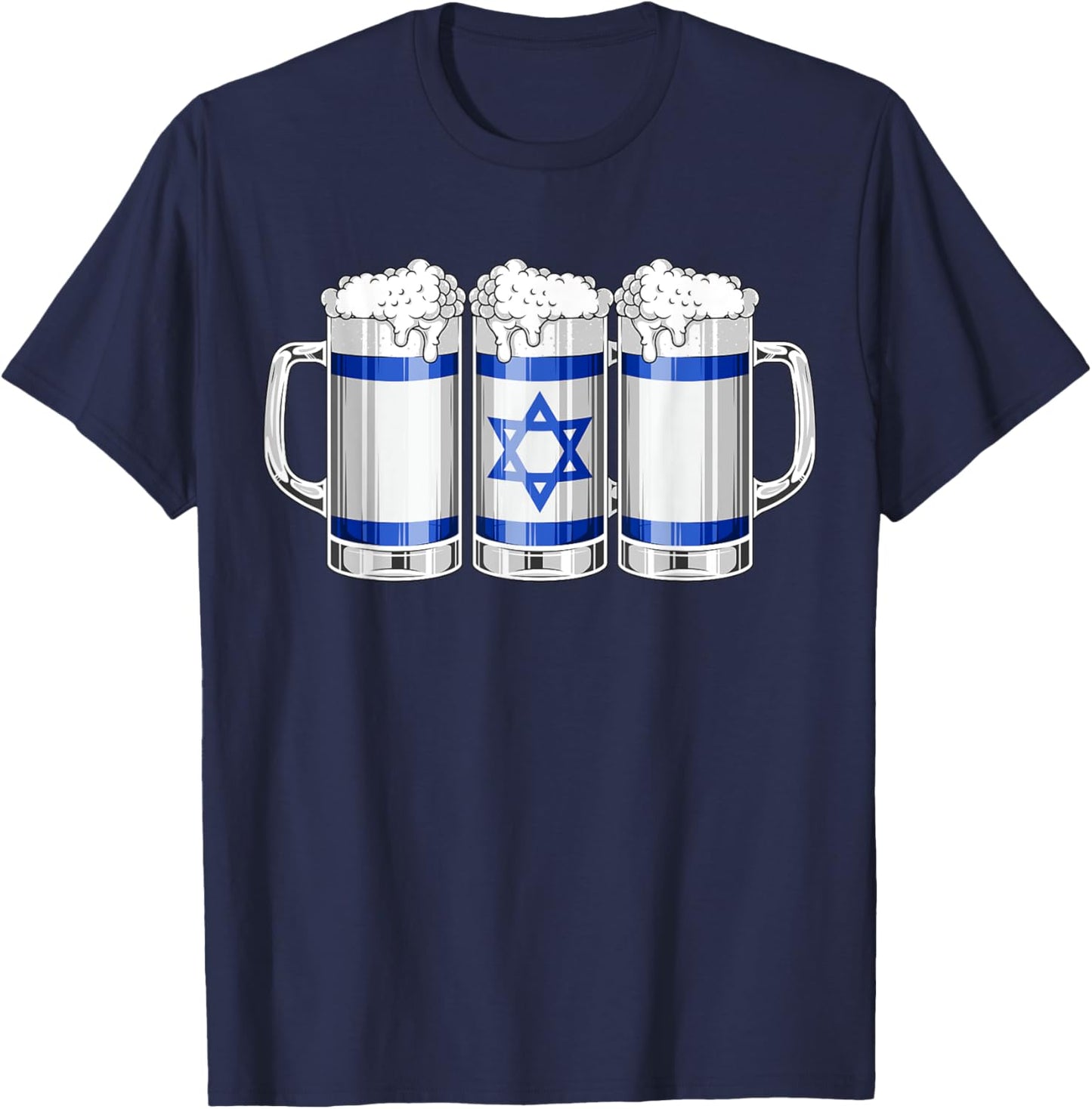 Beer Israeli Shirt - Beer Israel Flag Patriotic Men T-Shirt - T-Shirt | Navy
