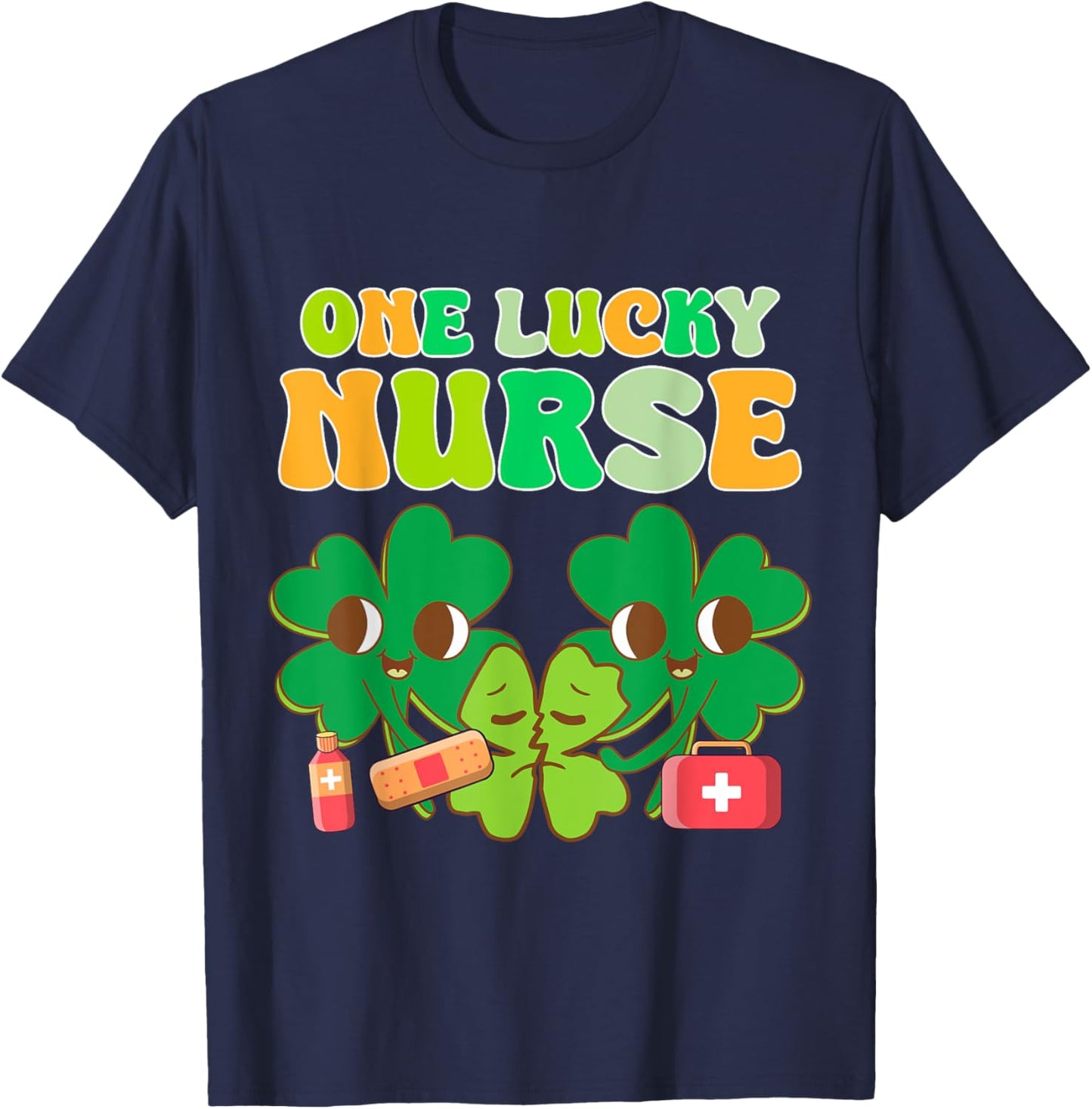 One Lucky Nurse Squad Scrubs Shamrock St Patrick's Day Women T-Shirt - T-Shirt | Navy