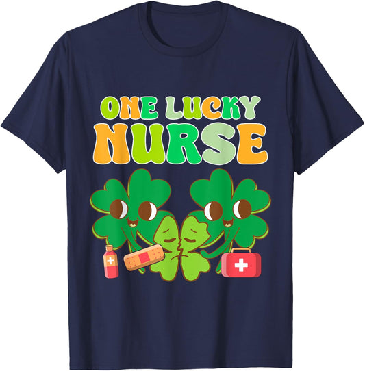 One Lucky Nurse Squad Scrubs Shamrock St Patrick's Day Women T-Shirt - T-Shirt | Navy