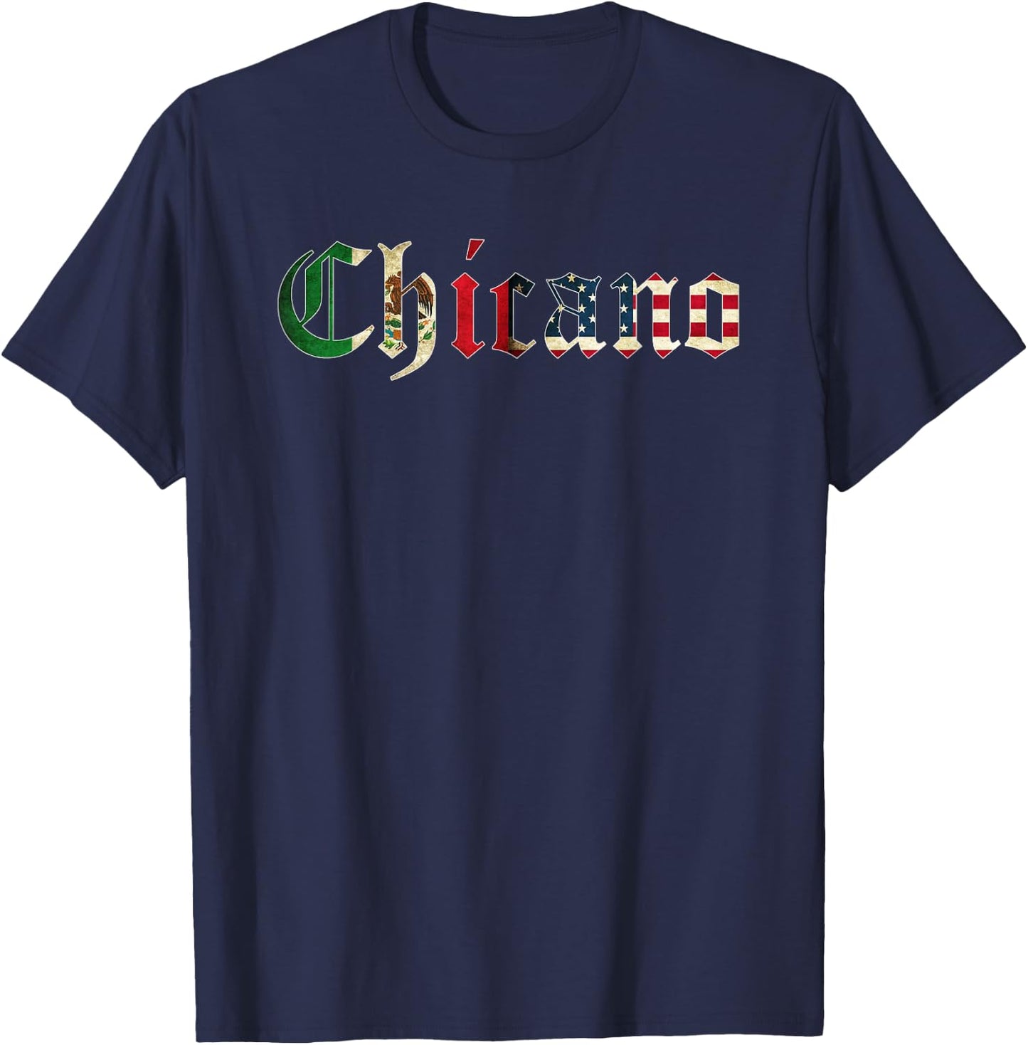 Chicano Mexican American Flag T-Shirt - T-Shirt | Navy
