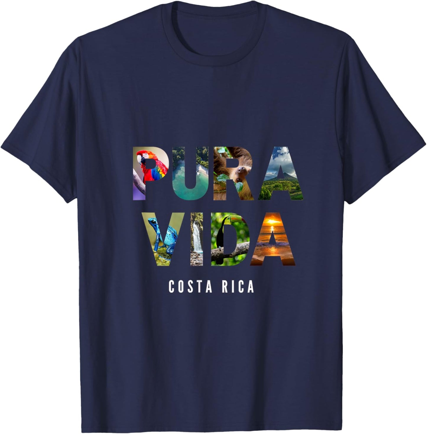 Pura Vida Costa Rica Tropical Vacation Souvenir T-Shirt - T-Shirt | Navy