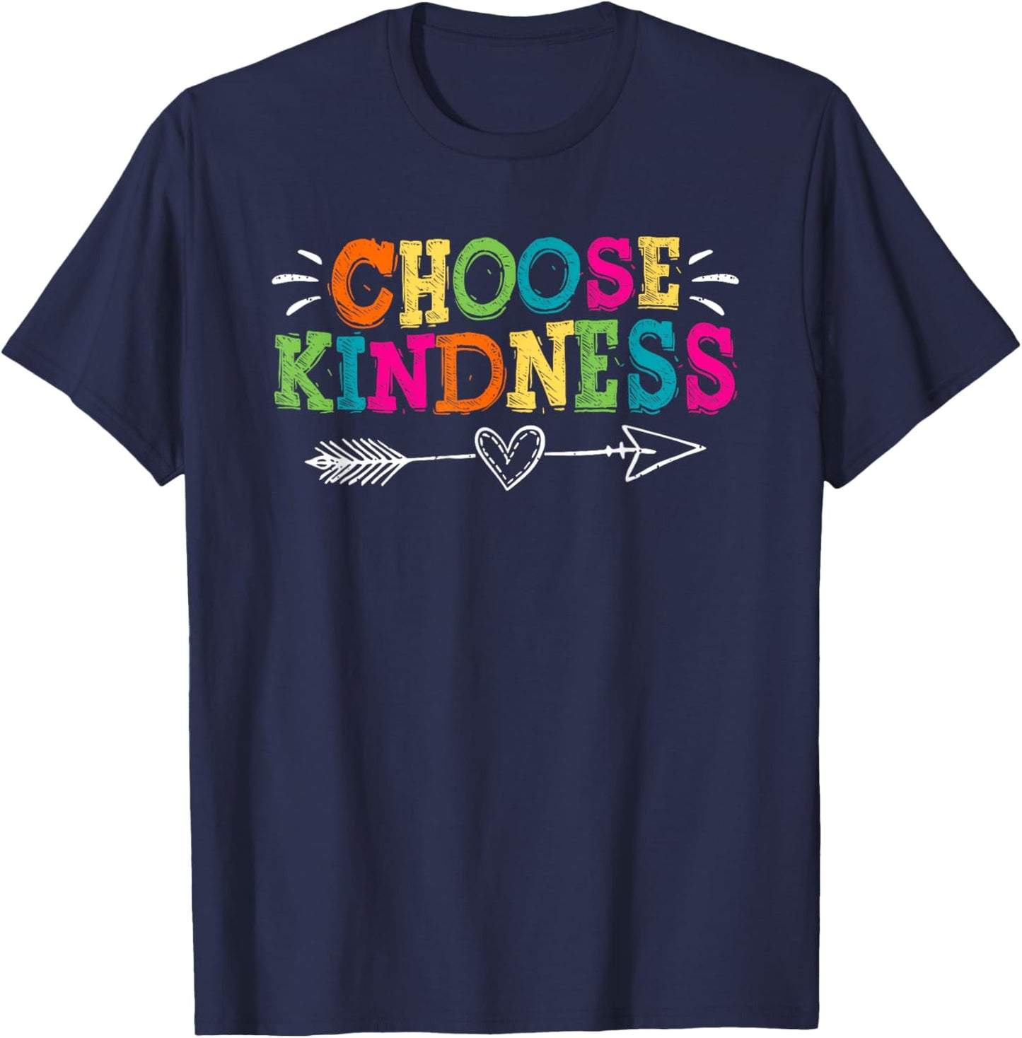 Choose Kindness Retro Groovy - Be Kind Inspirational T-Shirt - T-Shirt | Navy