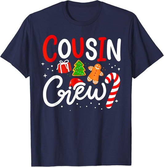 Christmas Cousin Crew Funny Santa Hat Light Kids Men Women T-Shirt - T-Shirt | Navy