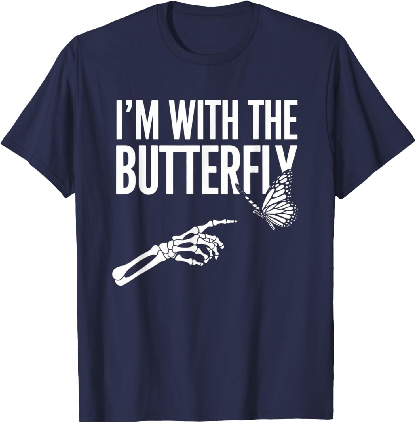 I'm With Butterfly Halloween Costume Couples Matching Gifts T-Shirt - T-Shirt | Navy