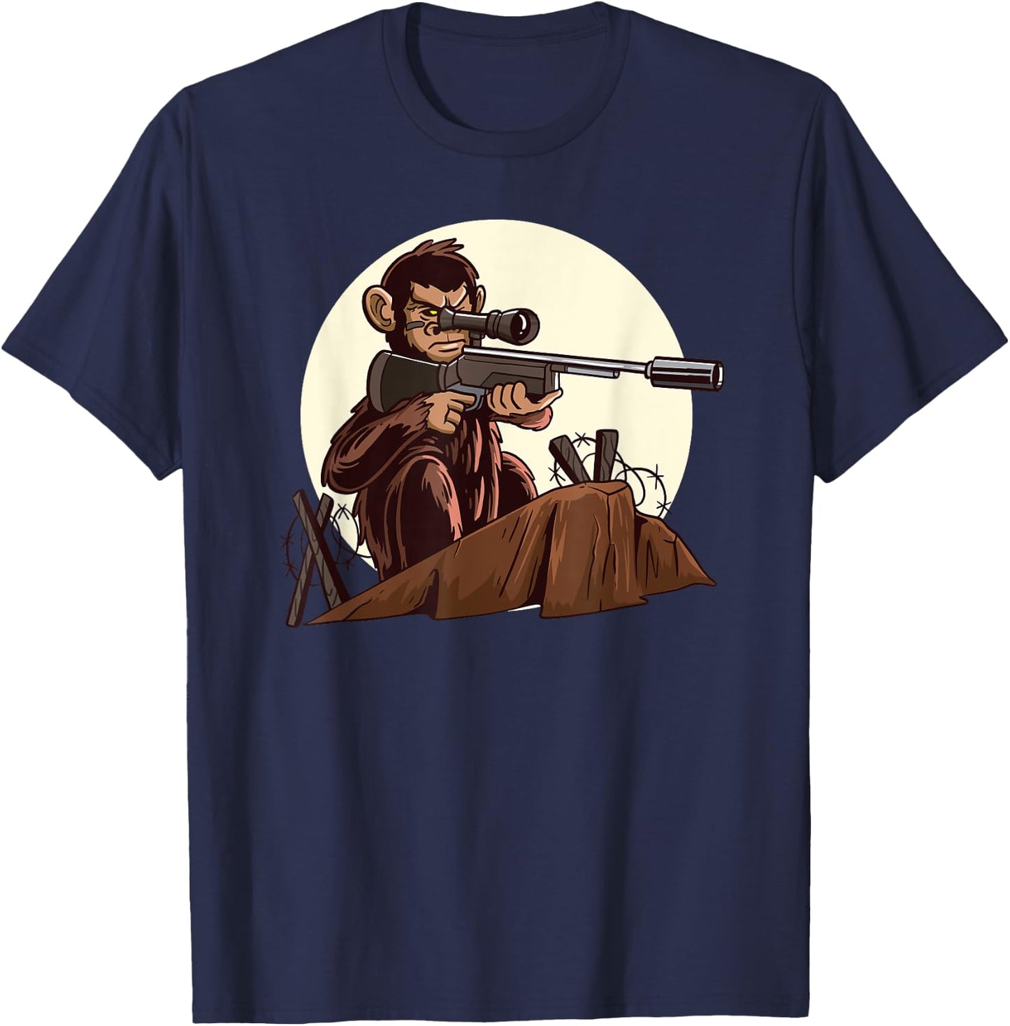 Monkey with a rifle funny gaming video game gift T-Shirt - T-Shirt | Navy