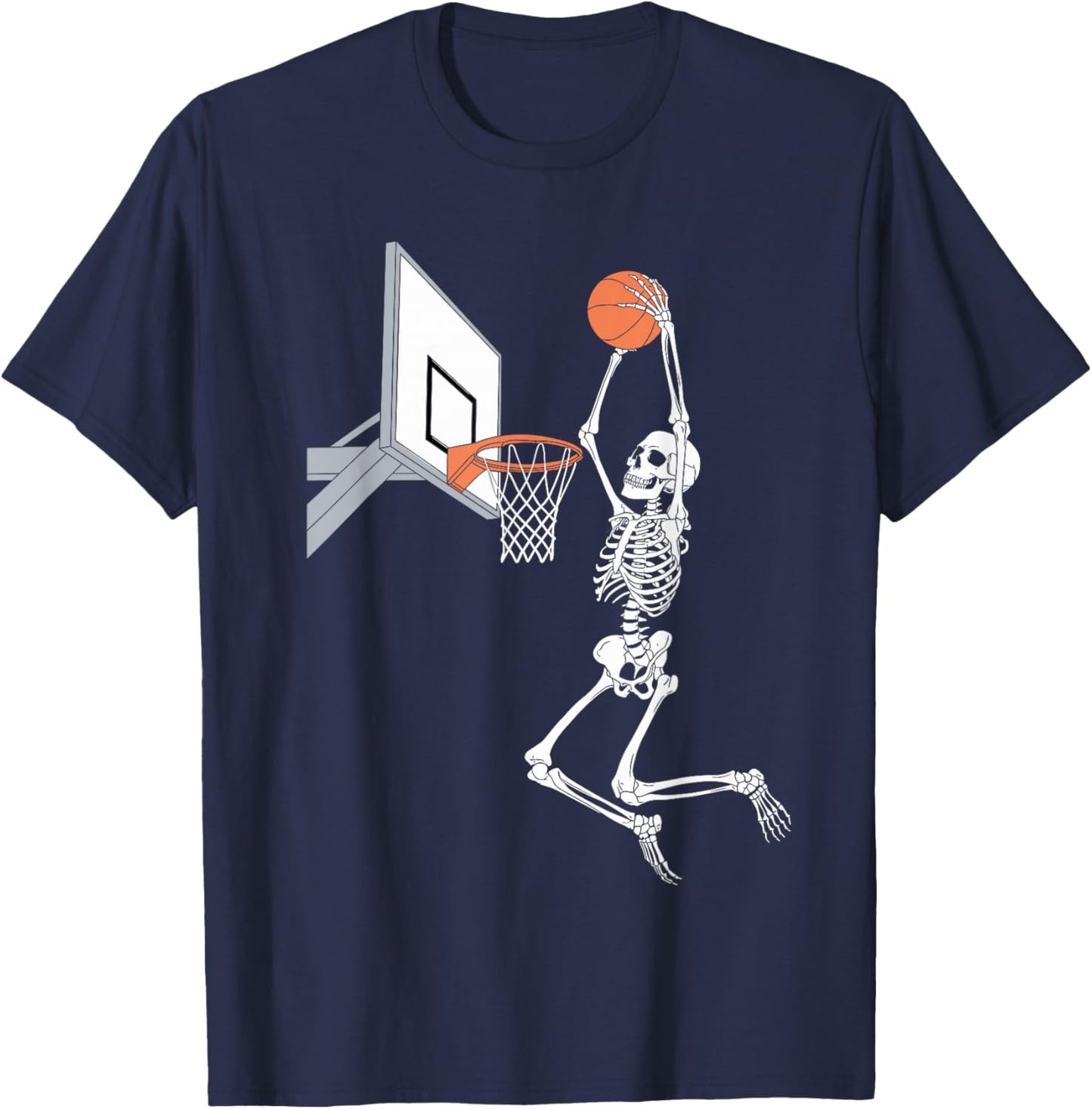Funny Skeleton Playing Basketball Lovers Spooky Halloween T-Shirt - T-Shirt | Navy