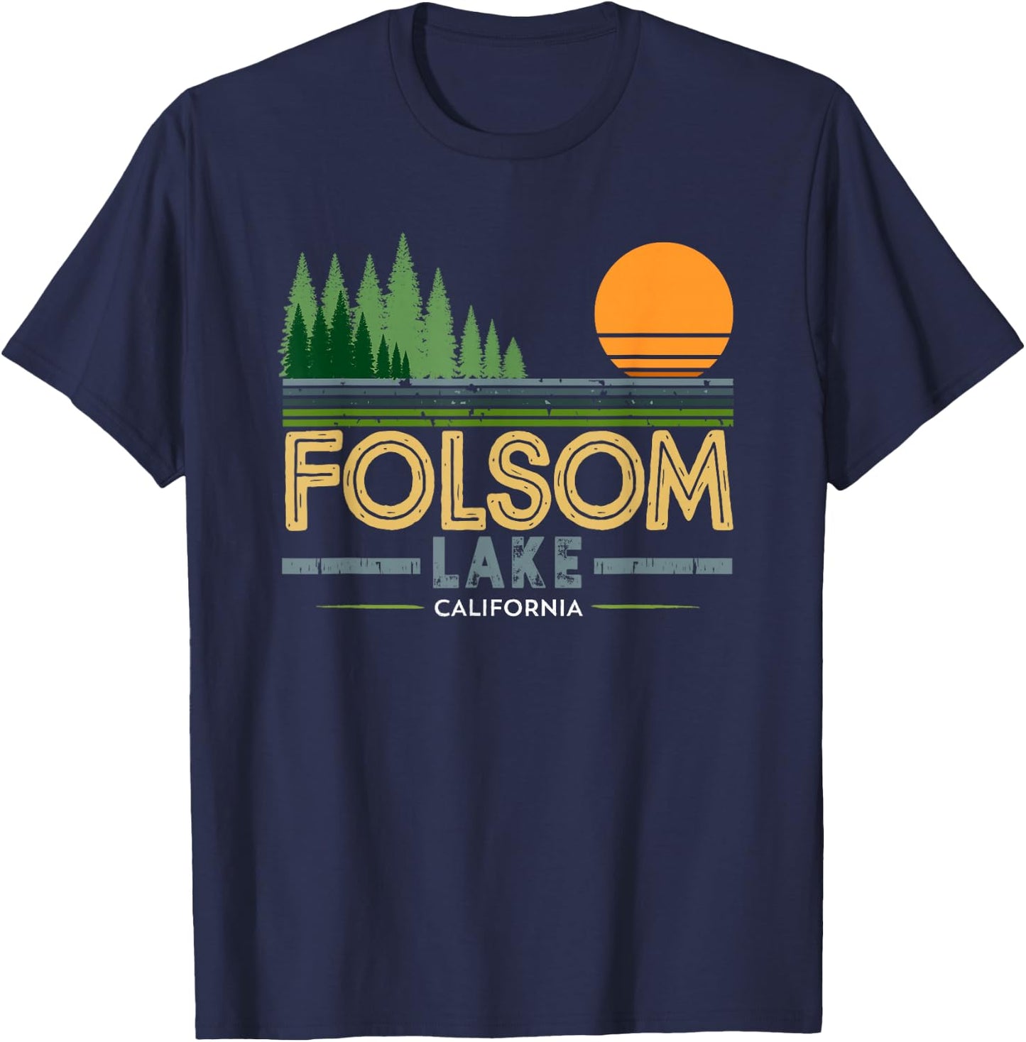 Vintage Folsom Lake California T-Shirt - T-Shirt | Navy
