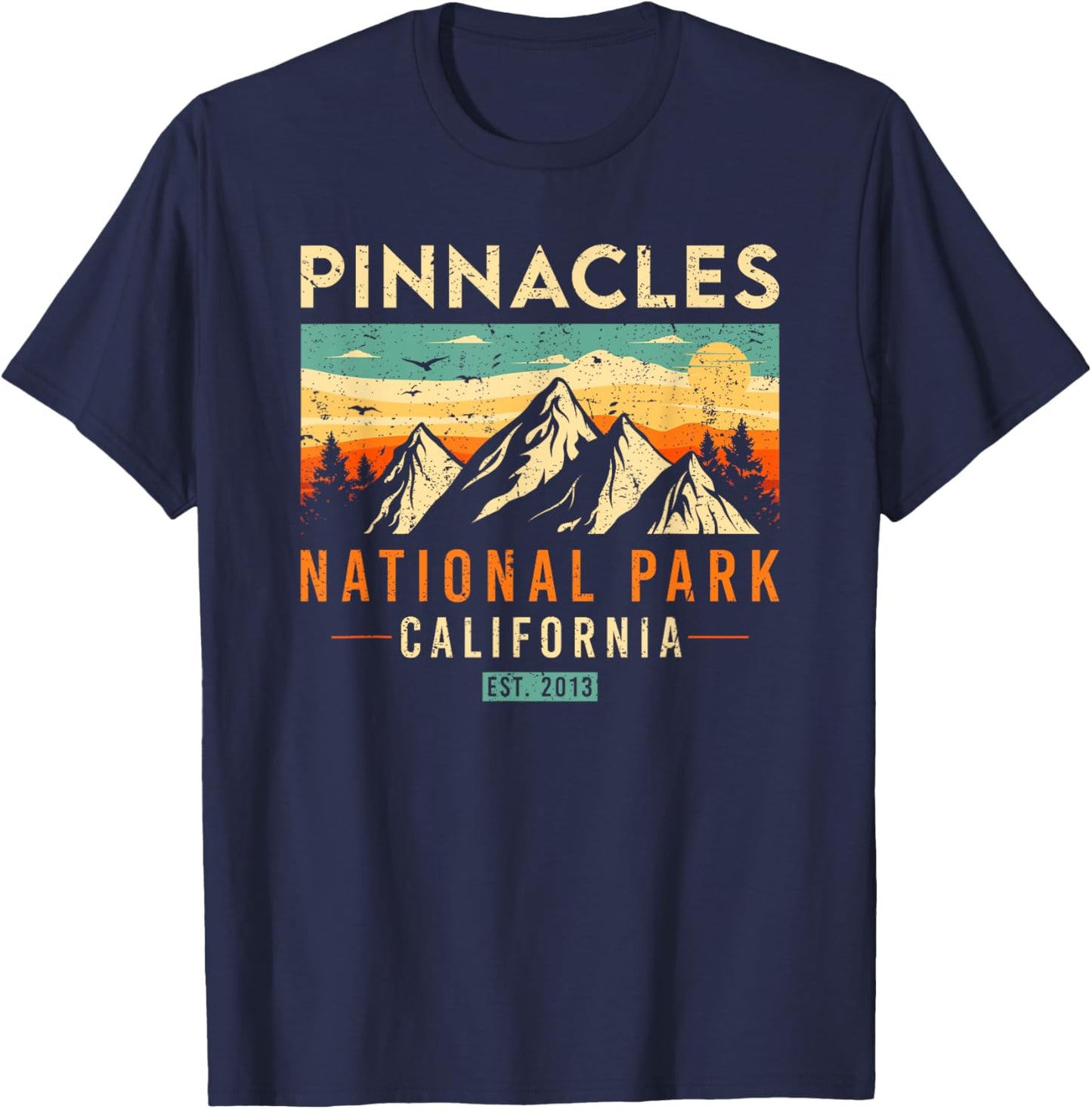 Pinnacles Est 2013 California Vintage Retro National Park T-Shirt - T-Shirt | Navy