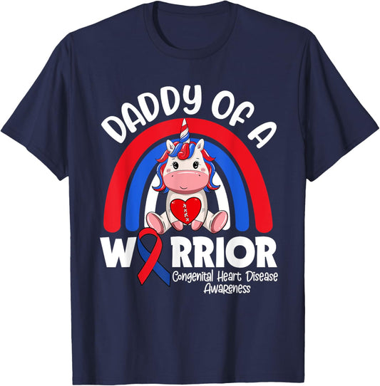 Daddy Of A Heart Warrior CHD Awareness Week Clothing Gift T-Shirt - T-Shirt | Navy