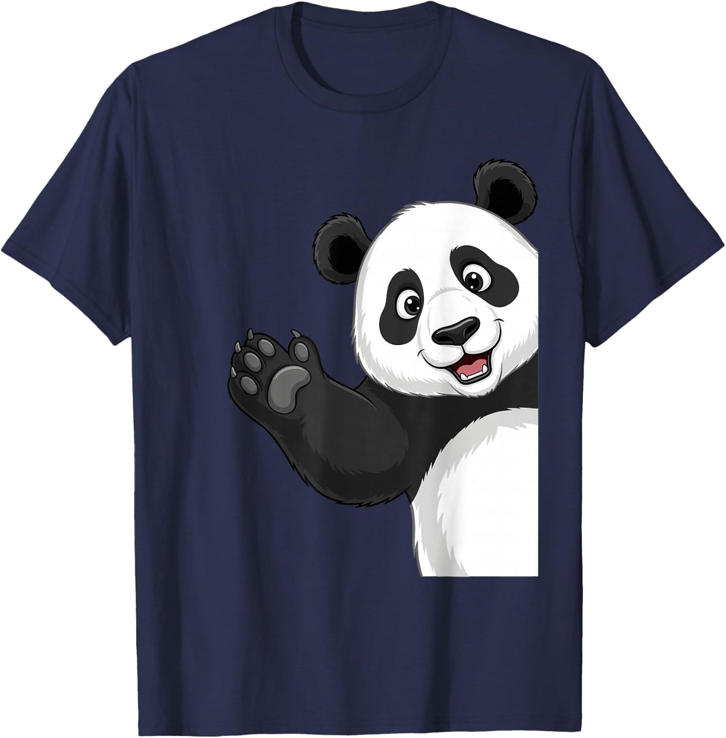 Kawaii Panda Waving Hand Cute Smiling Panda T-Shirt - T-Shirt | Navy