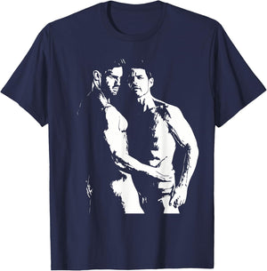 Naked Male Couple Gay Art Erotica T-Shirt - T-Shirt | Navy