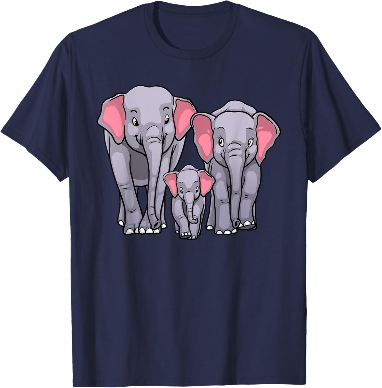 Funny Elephant Family Design Men Women Kids Elephant Lovers T-Shirt - T-Shirt | Navy