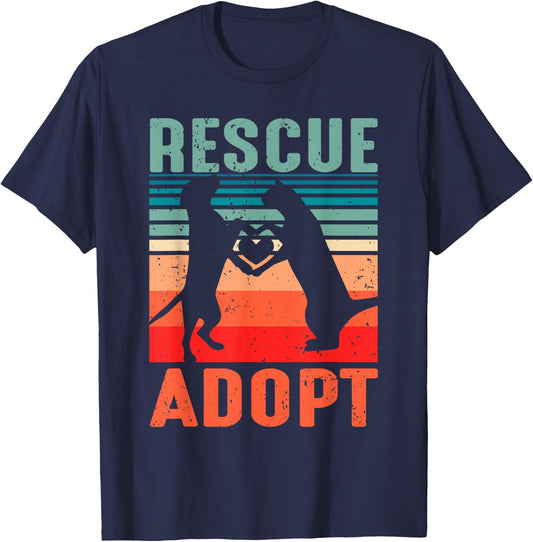 Rescue Adopt Animal Vintage Dog Cat Lover Men T-Shirt - T-Shirt | Navy