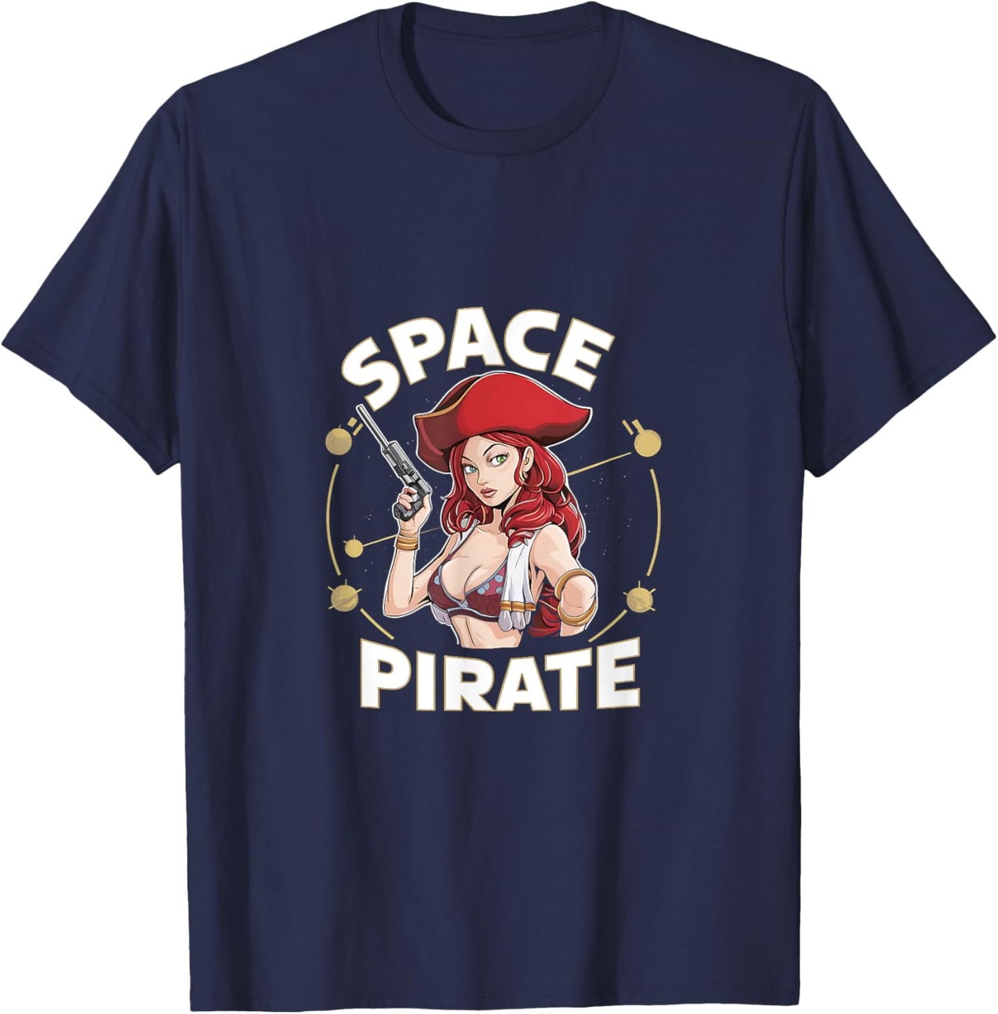 Sexy Space Pirate Bold Galaxy Adventure T-Shirt - T-Shirt | Navy