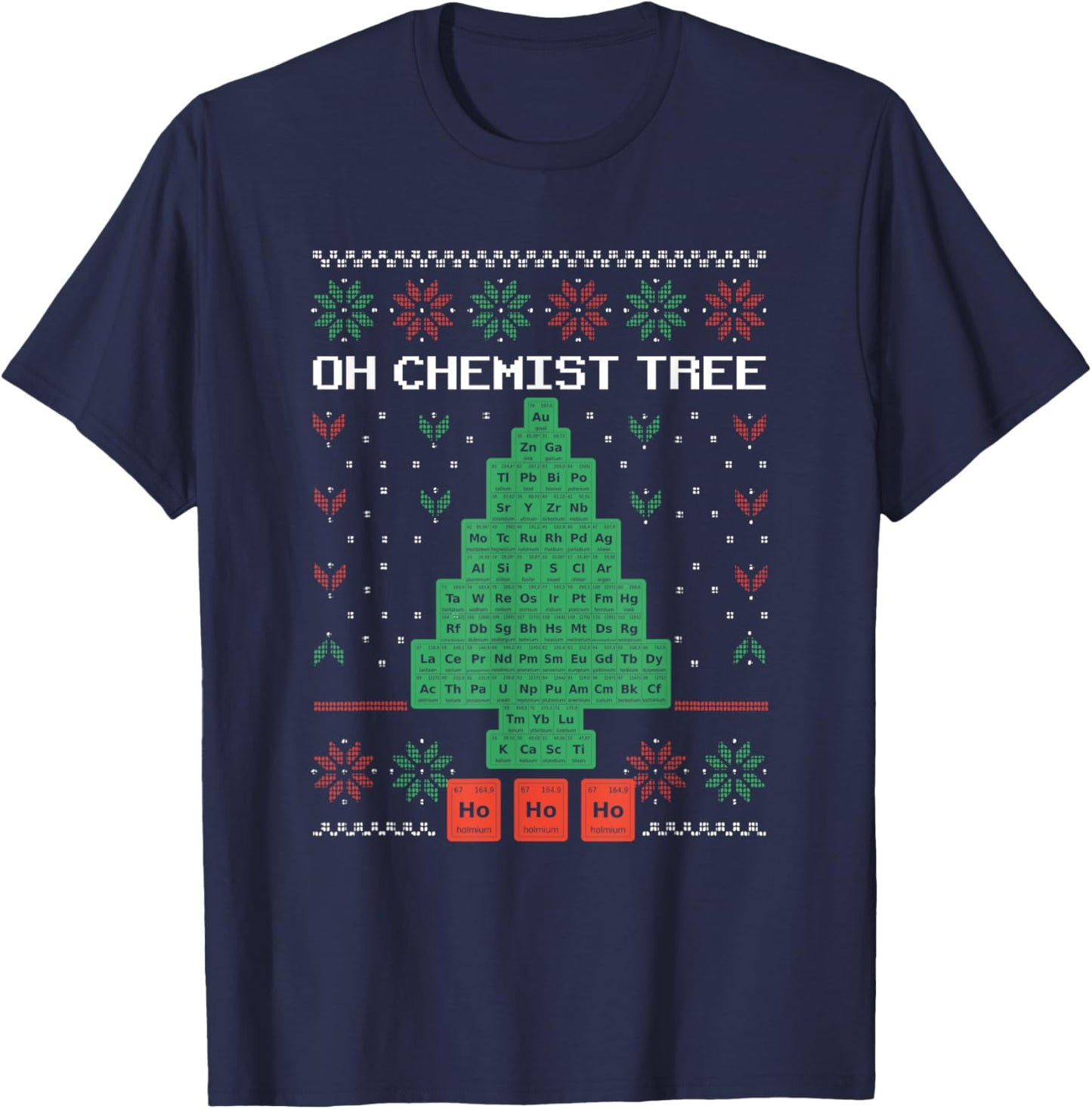 Oh Chemist Tree Merry Christmas Ugly Chemistree Chemistry T-Shirt - T-Shirt | Navy