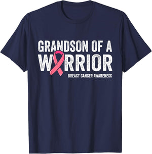 Grandson Of A Warrior Grandma Shirts, Breast Cancer Matching T-Shirt - T-Shirt | Navy