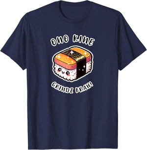 Ono Kine Grindz Brah Kawaii Musubi by Hawaii Nei All Day T-Shirt - T-Shirt | Navy