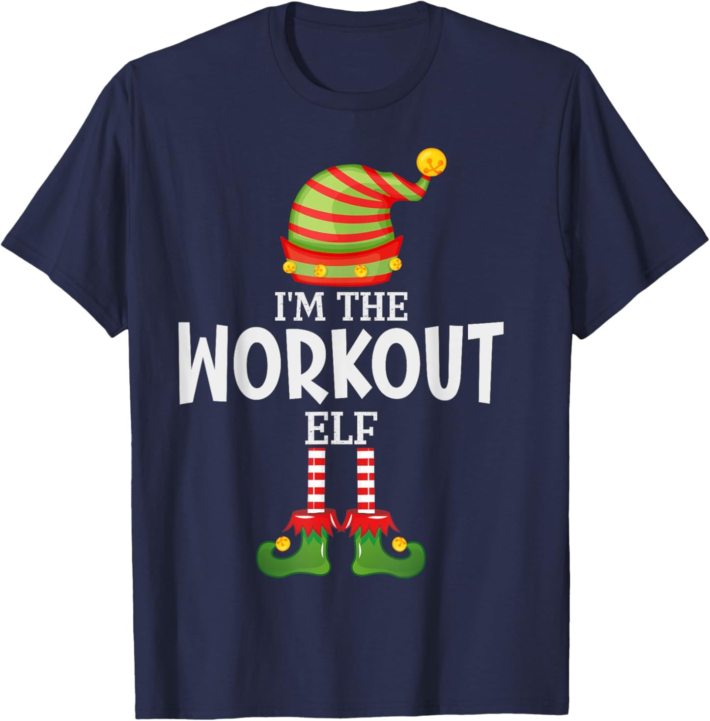 I'm The Workout Elf Christmas Matching Pajama T-Shirt - T-Shirt | Navy