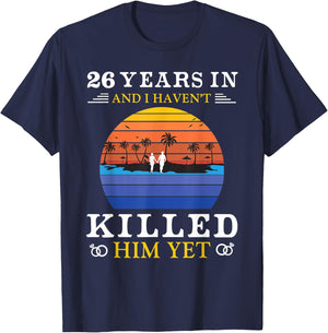 26 Years Wedding Anniversary Gift Funny Wife T-Shirt - T-Shirt | Navy