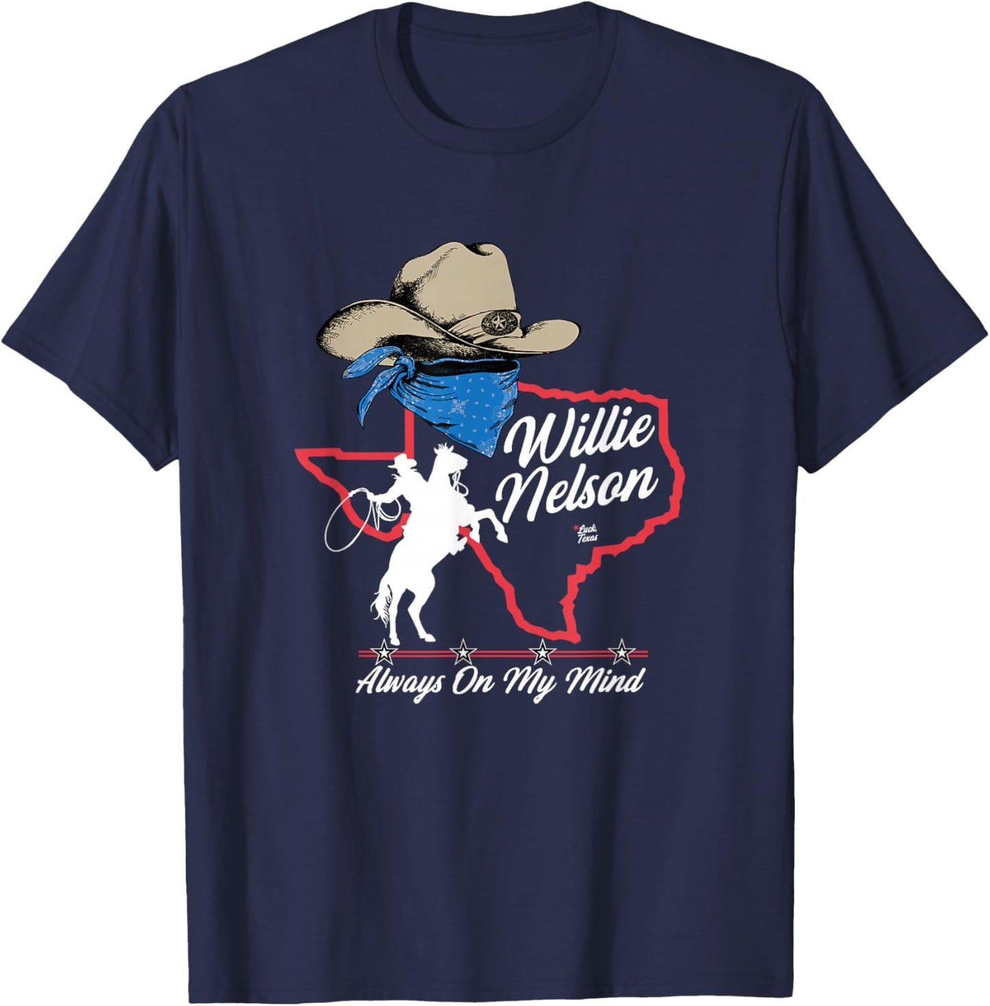 Official Willie Nelson Always On My Mind White T-Shirt - T-Shirt | Navy