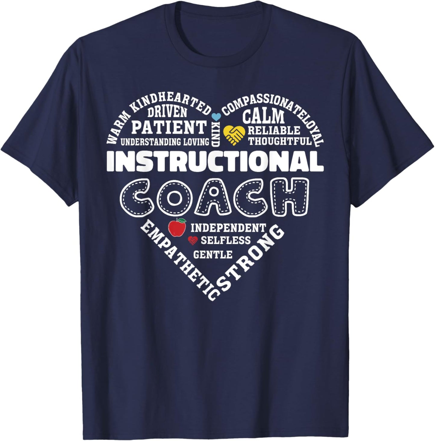Instructional Coach Heart Teachers Appreciation T-Shirt - T-Shirt | Navy