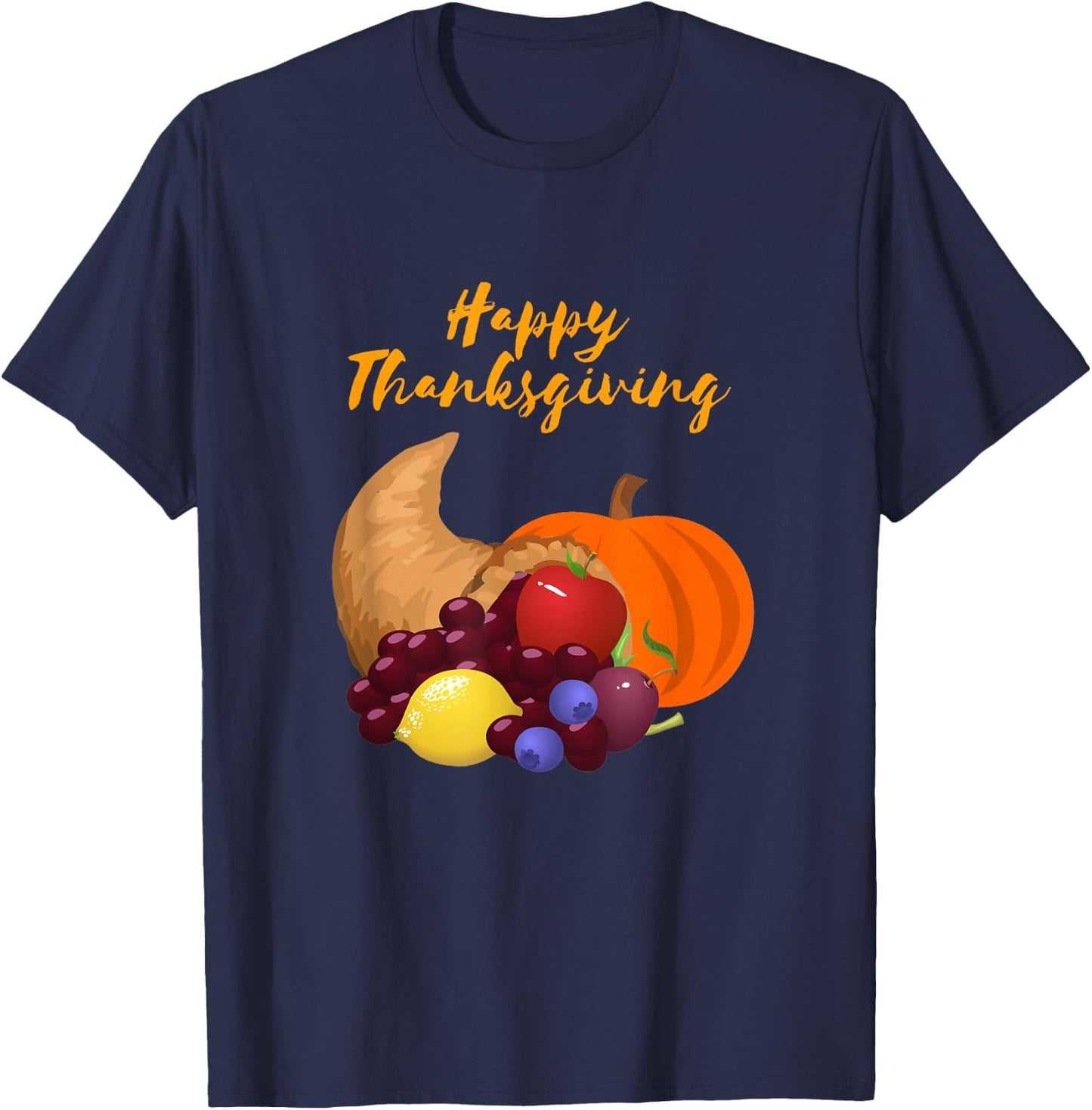 Happy Thanksgiving Cornucopia design T-Shirt - T-Shirt | Navy