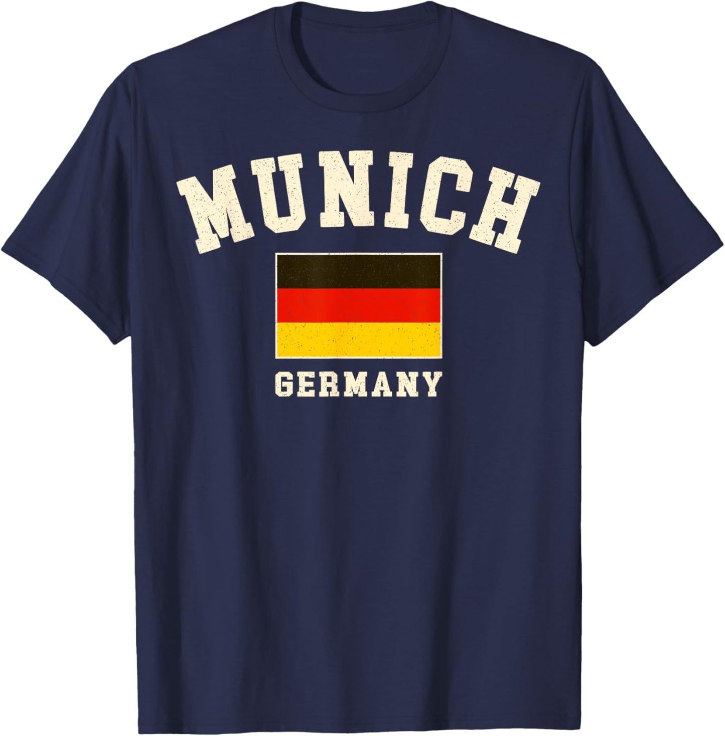 Vintage Munich Germany German Flag Souvenir Retro Graphic T-Shirt - T-Shirt | Navy