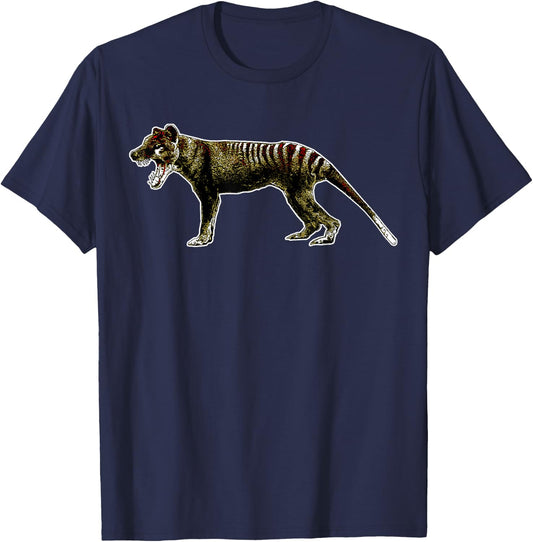 The Thylacine Vintage Graphic Marsupial Extinct Animal 1 T-Shirt - T-Shirt | Navy
