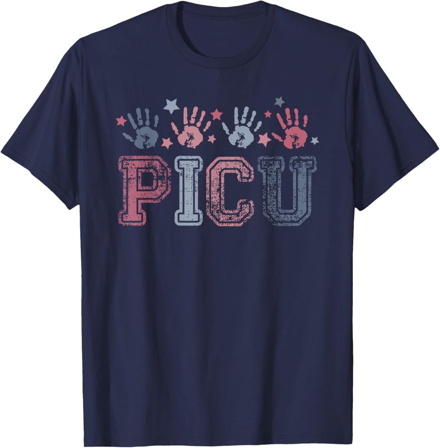 PICU nurse Vintage Patriotic Peds ICU Nurse 4th of July Men T-Shirt - T-Shirt | Navy