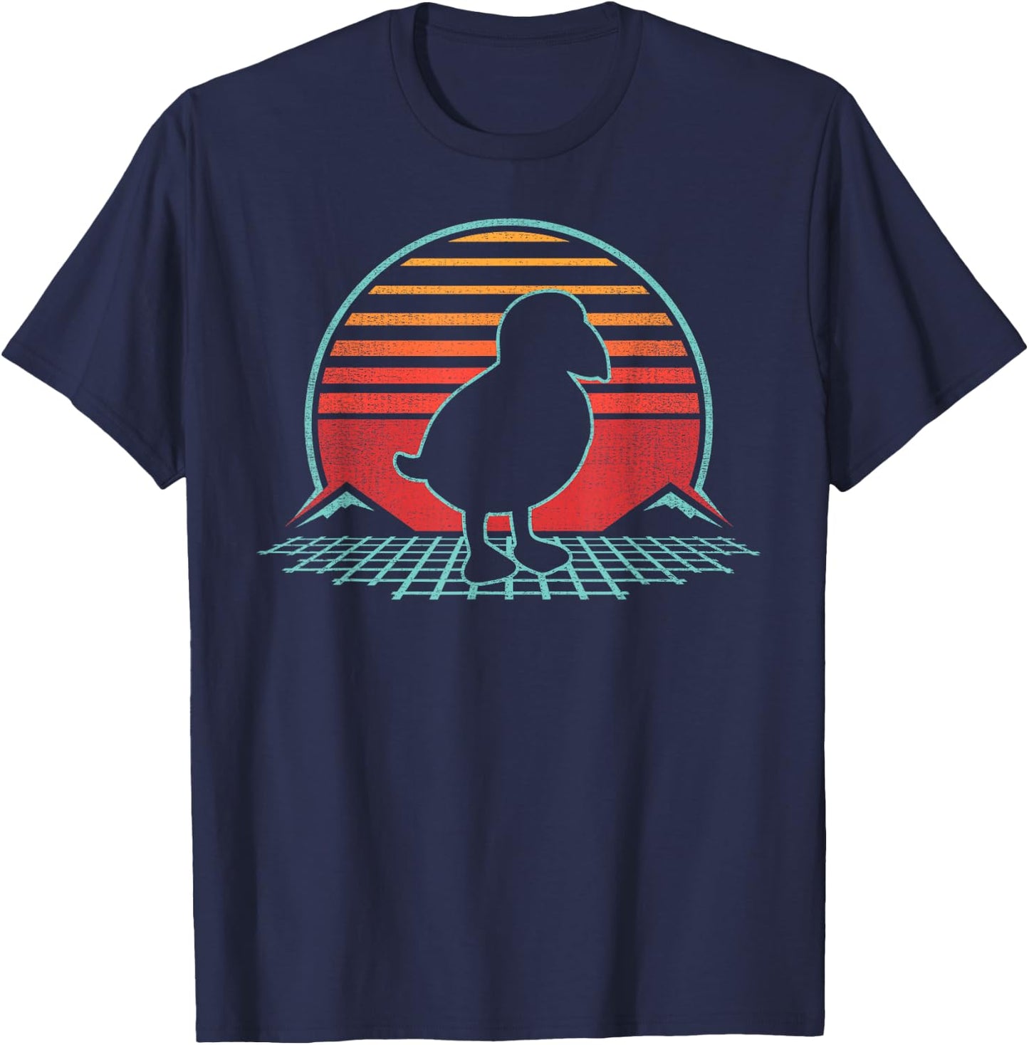 Puffin Bird Lover Animal Retro Vintage 80s Style T-Shirt - T-Shirt | Navy