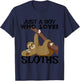 Just a Boy Who Loves Sloths Funny Animal T-Shirt - T-Shirt | Navy