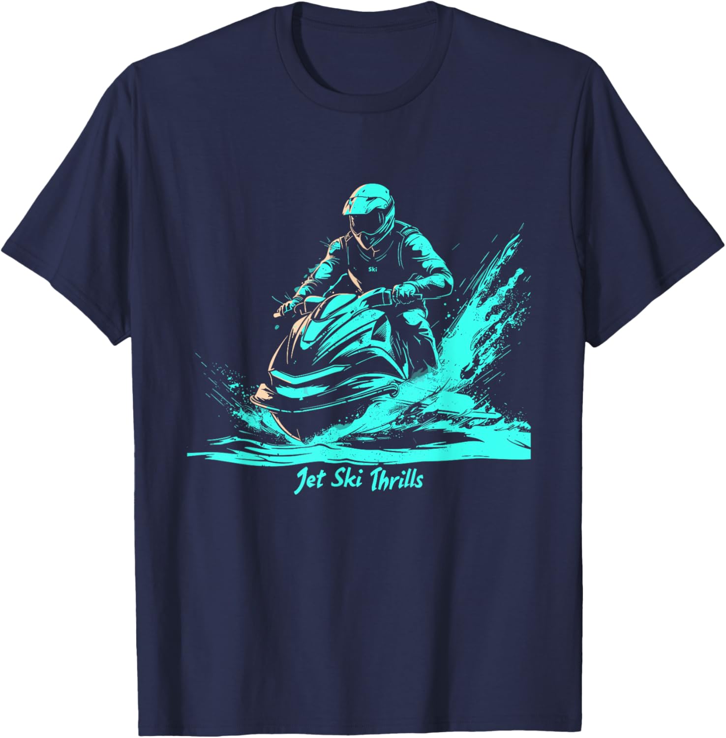 Jet Ski Adventure Water Sports , Black, S T-Shirt - T-Shirt | Navy