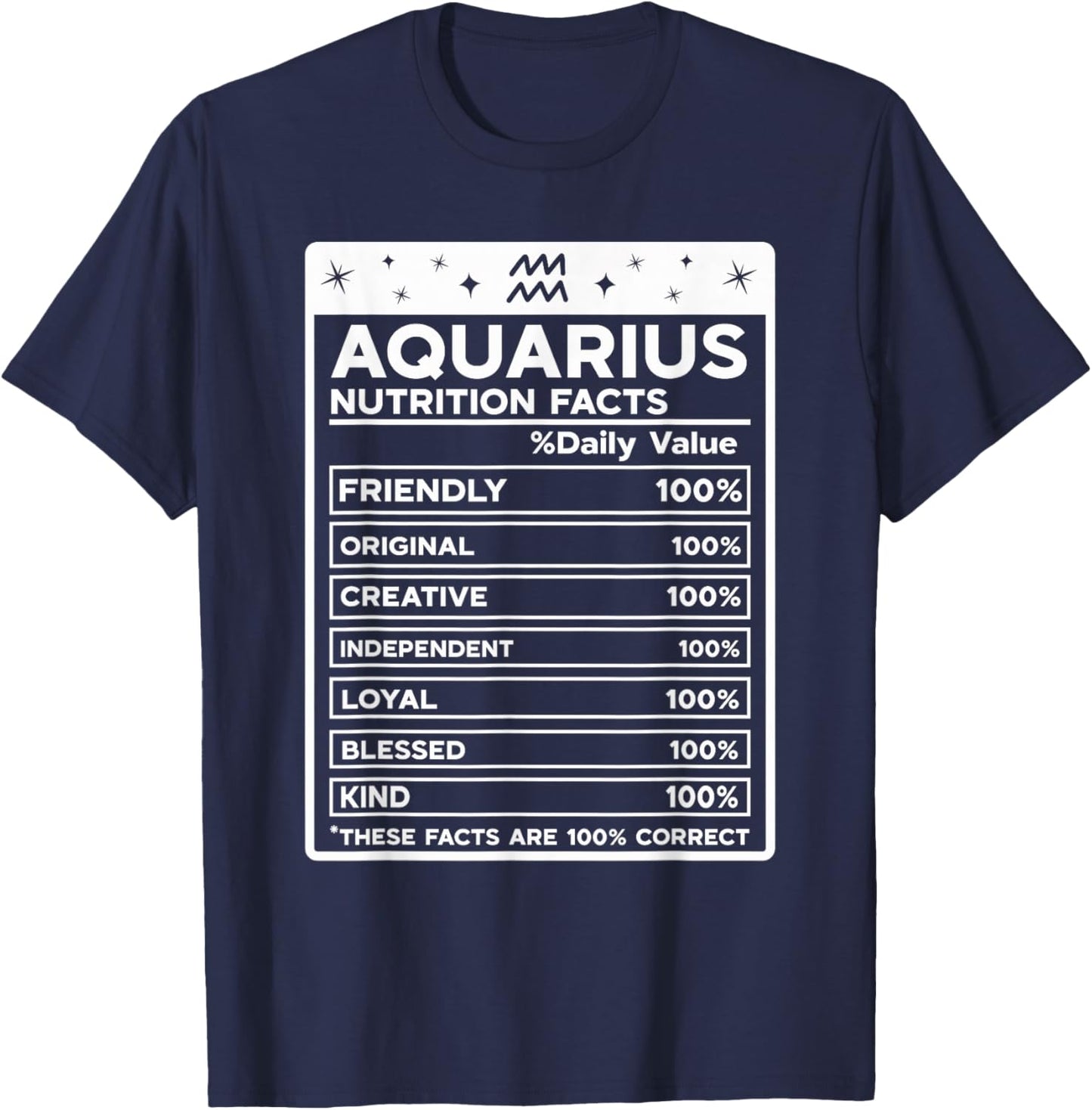 Aquarius Nutritional Style Zodiac Design, Aquarius T-Shirt - T-Shirt | Navy