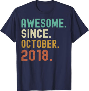 Retro Awesome Since October 2018 Birthday T-Shirt - T-Shirt | Navy
