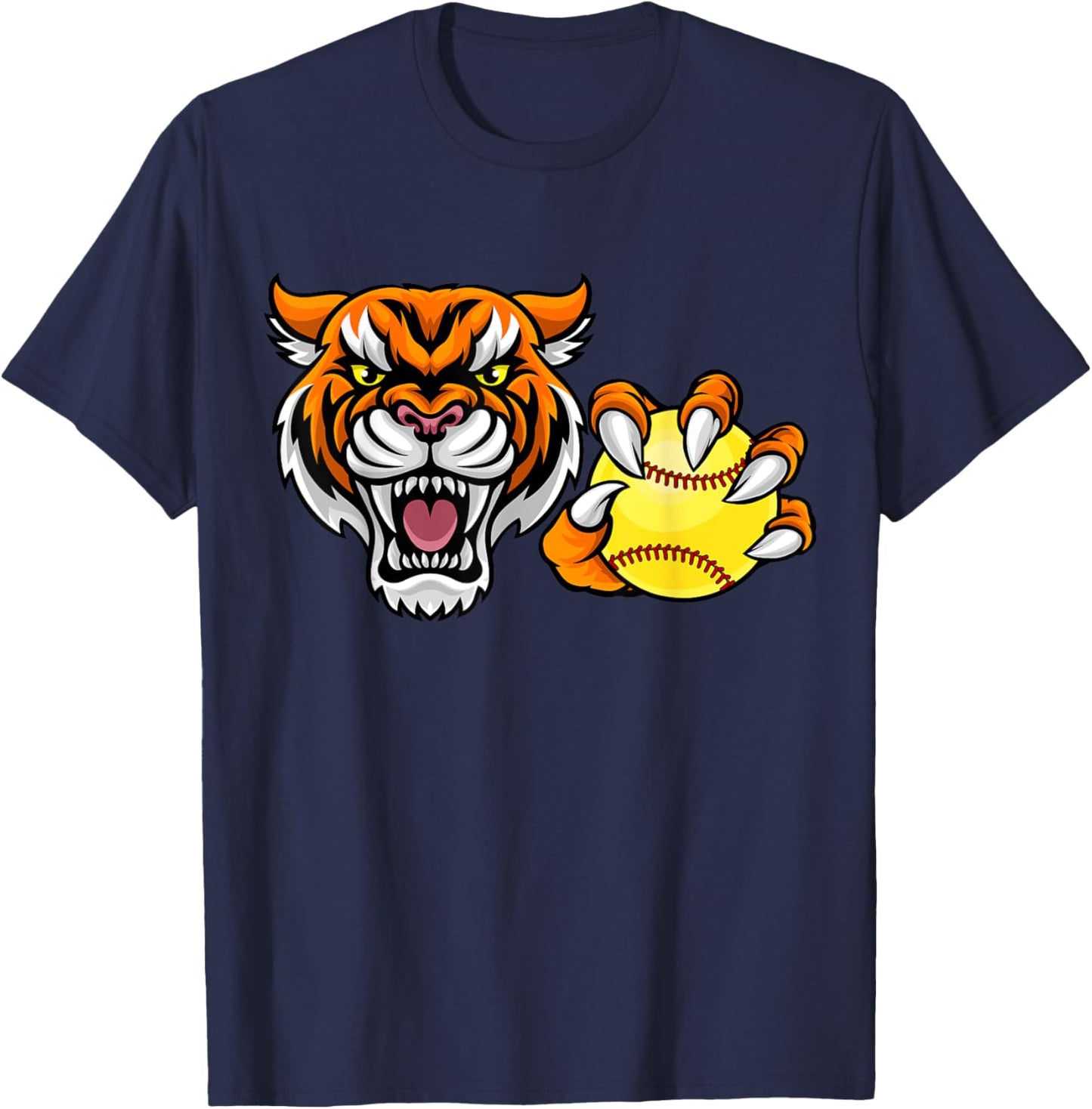 Tiger softball ball cartoon character design T-Shirt - T-Shirt | Navy