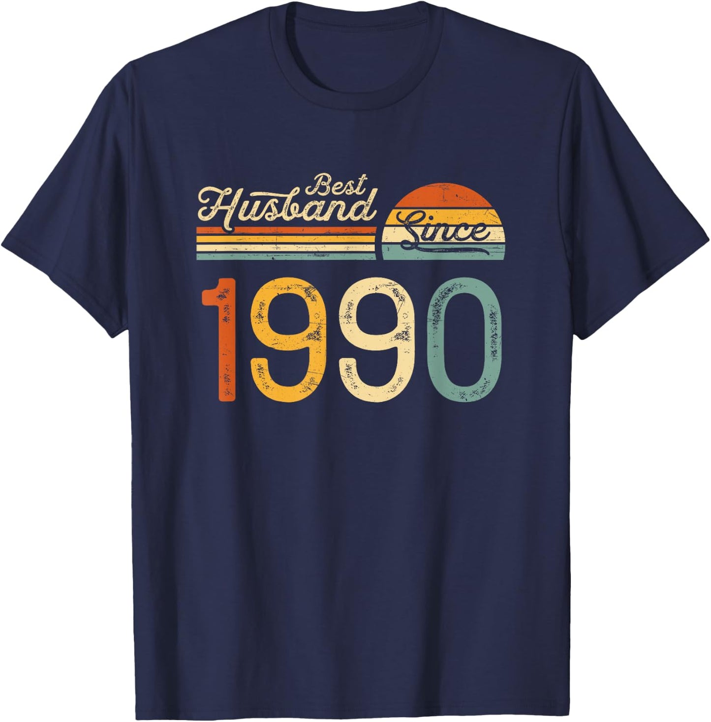35th wedding anniversary 35 years - Best Husband Since 1990 T-Shirt - T-Shirt | Navy