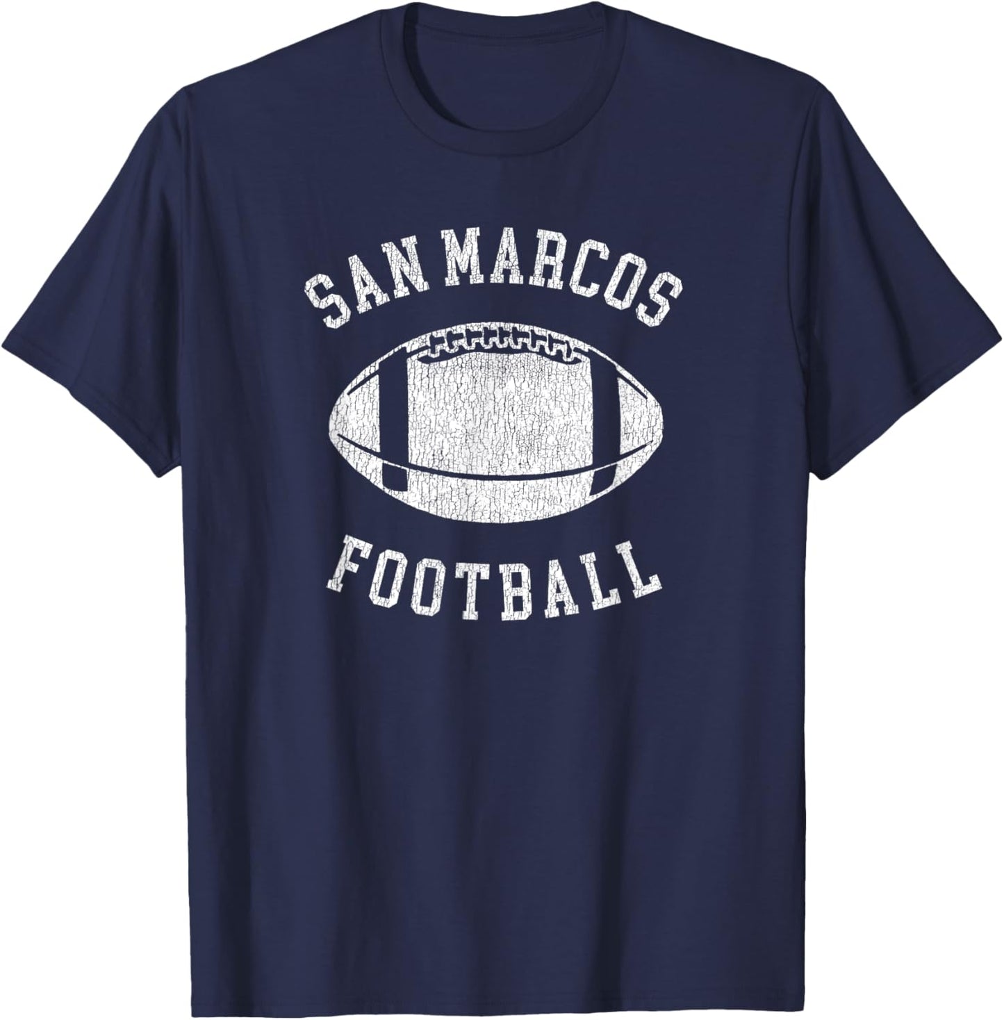 San Marcos Football Distressed Vintage 80's Throwback T-Shirt - T-Shirt | Navy