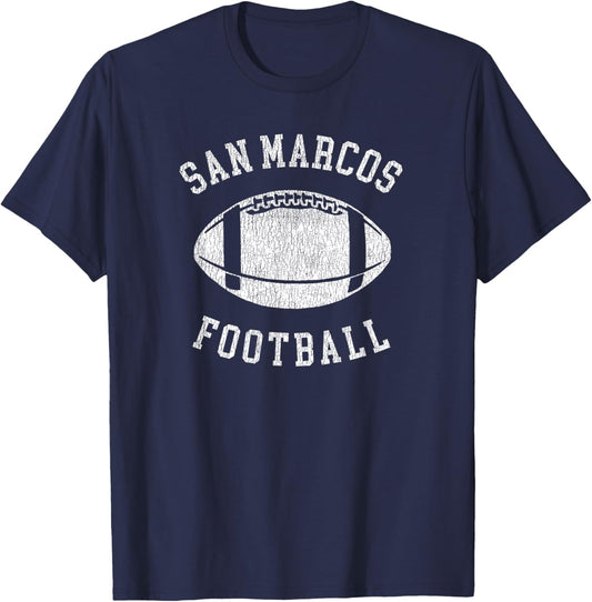 San Marcos Football Distressed Vintage 80's Throwback T-Shirt - T-Shirt | Navy