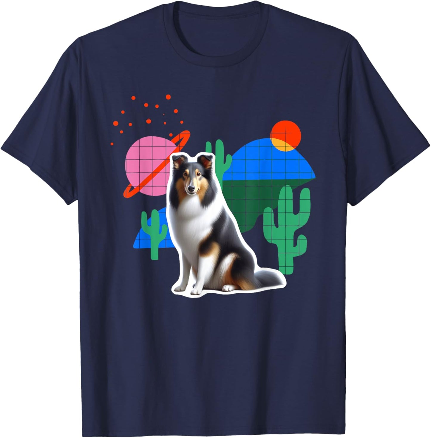Collie Desert Design Dog Women Kids T-Shirt - T-Shirt | Navy