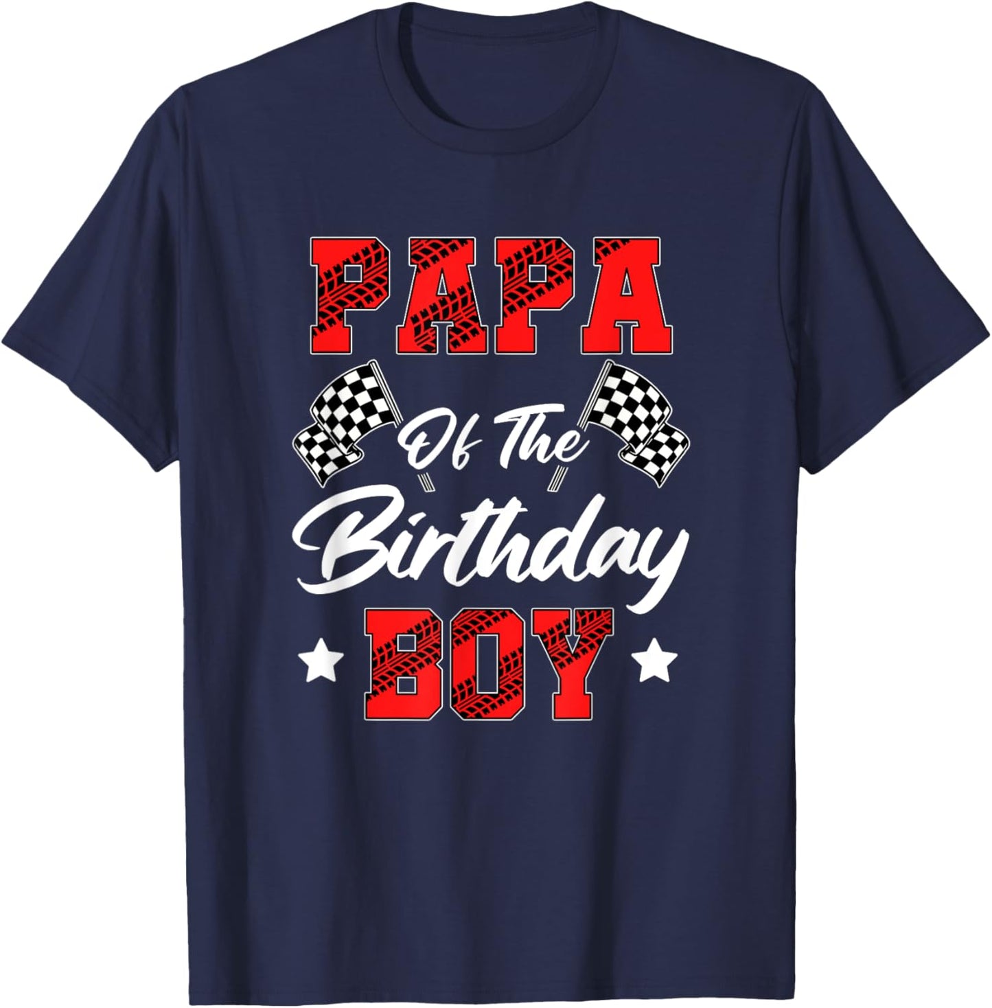 Race Car Papa Of The Birthday Boy Racing Family Pit Crew T-Shirt - T-Shirt | Navy