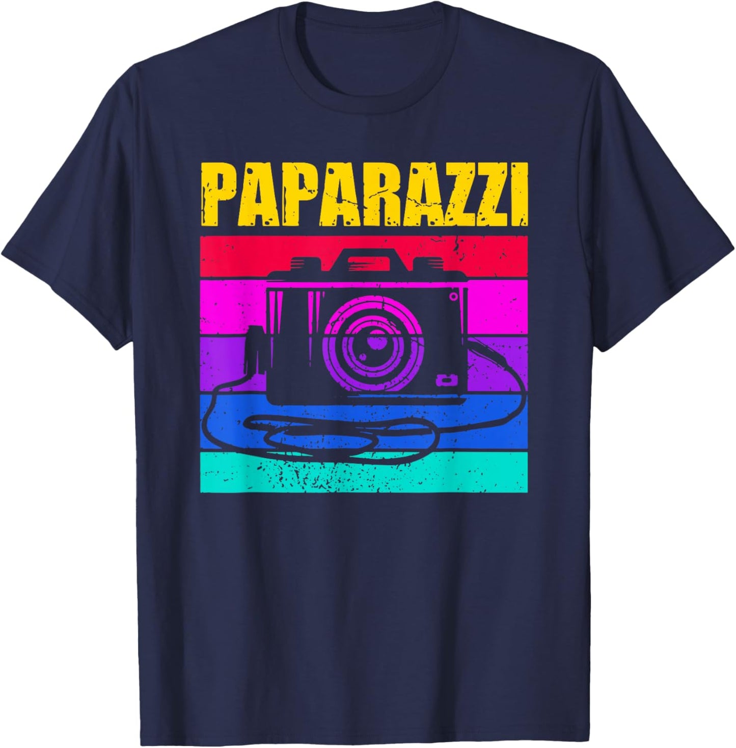 Vintage Paparazzi Camera Lover Photographer Daddy T-Shirt - T-Shirt | Navy